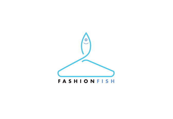 Fashionfish 鱼 衣架标志设计标志