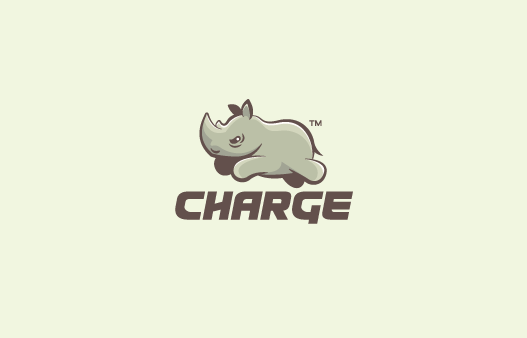 Charge 犀牛 动物 标志