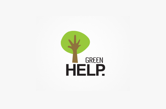 Green HELP 手  树 植物 标志