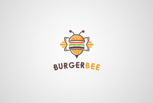 burgerbee 蜜蜂 面包 食品 标志
