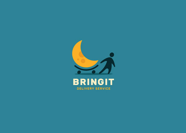 BRINGIT 月亮标志卡通人标志