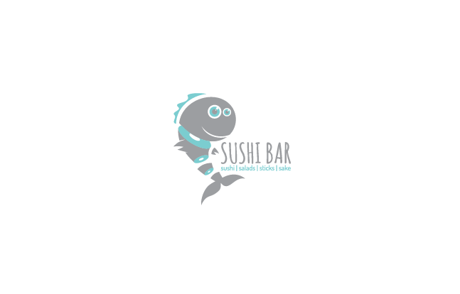 Sushi Bar 鱼标志设计标志