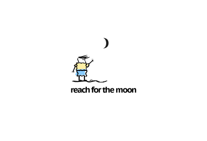 reach for the moon 卡通人标志