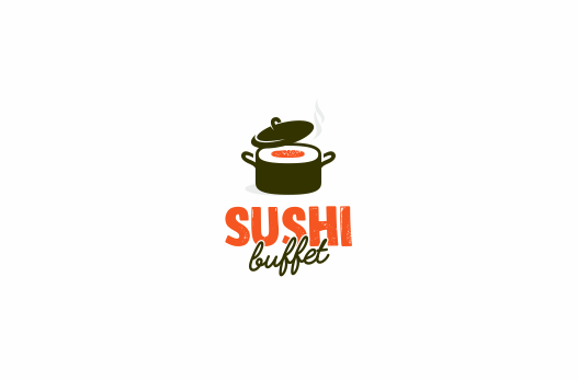 Sushi Buffet 锅食物标志
